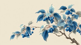 蓝果枝叶图