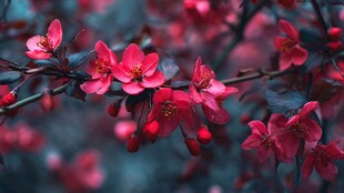 娇艳红海棠绽放枝头