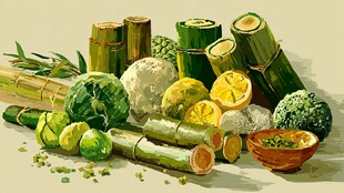 竹与果蔬的清新组合