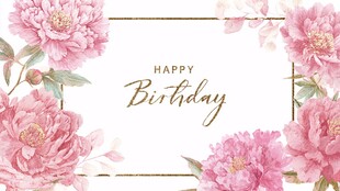 粉色花卉生日祝福背景图