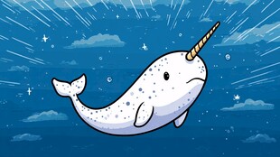 梦幻独角鲸遨游星空