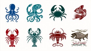 海洋生物图标集合