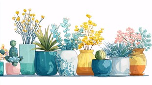 多彩盆栽组合装点生活空间