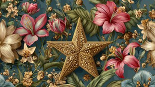 海星与繁花交织的梦幻图景