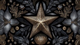 金色星饰与花卉复古图案