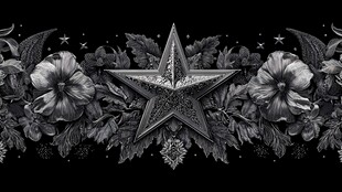 星花交织的神秘装饰图案