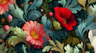 绚丽花卉图案 色彩缤纷夺目