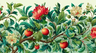 花卉果实交织的绚丽图景