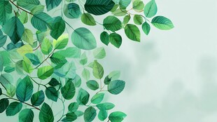 清新绿叶水彩背景图
