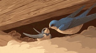 屋檐下的燕子亲子喂食时刻