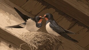 燕侣在巢亲昵瞬间