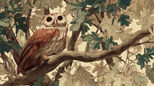 栖息于枝叶间的猫头鹰