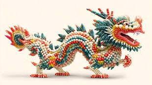 彩色珠串工艺龙摆件