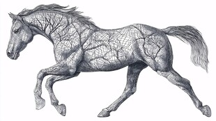 奔跑的线条艺术马