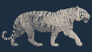 花纹构成的行走老虎形象