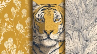 老虎与植物图案插画集