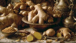 生姜及制品的精美静物展示