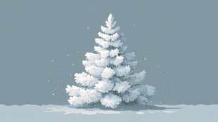 雪覆圣诞树 冬日梦幻景象