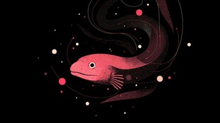 梦幻粉色游鱼在星夜中