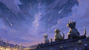 萌龙们共赏浪漫星空夜