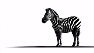 站立的斑马黑白简约图像