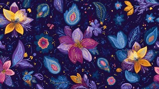 梦幻花卉图案 神秘而绚丽