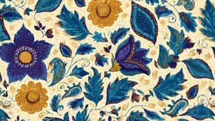 复古花卉图案精美装饰画