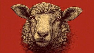 绵羊头像插画 复古风格