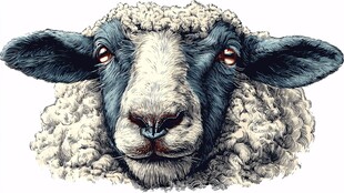 可爱绵羊头像插画