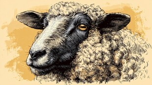 绵羊特写插画