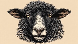 可爱黑绵羊头像特写