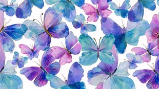 梦幻水彩蝴蝶无缝图案