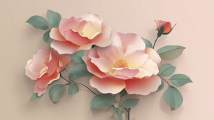 立体纸艺粉色娇艳月季花