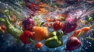 缤纷蔬菜入水瞬间