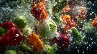 蔬菜入水瞬间的缤纷景象