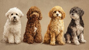 四只可爱萌犬排排坐