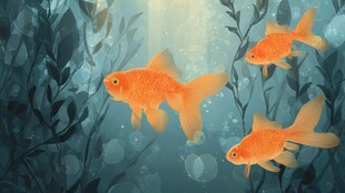 水中畅游的艳丽金鱼