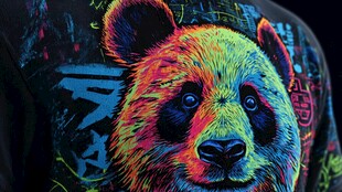 彩色熊猫印花潮流T恤