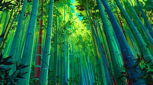 梦幻绚丽的竹林风光