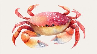 水彩绘就的可爱螃蟹