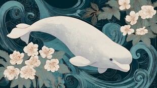 梦幻白鲸游弋于繁花碧波间