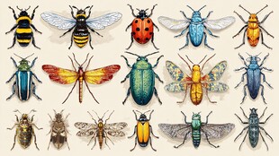 多彩昆虫集合展示