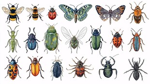 多彩昆虫集合图