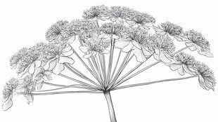 伞形植物黑白线稿图