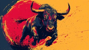 奔跑的公牛艺术插画