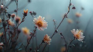 雾中绽放的柔美小雏菊