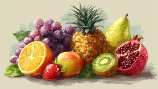 多彩缤纷水果静物插画