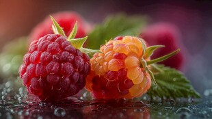 鲜艳树莓 水珠点缀的美味