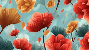 绚丽花卉图案 清新色彩搭配