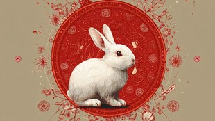 白兔贺岁 中式喜庆插画